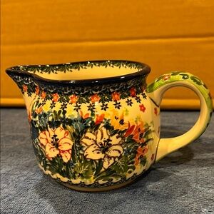 Polish Pottery Floral Ceramic Pitcher